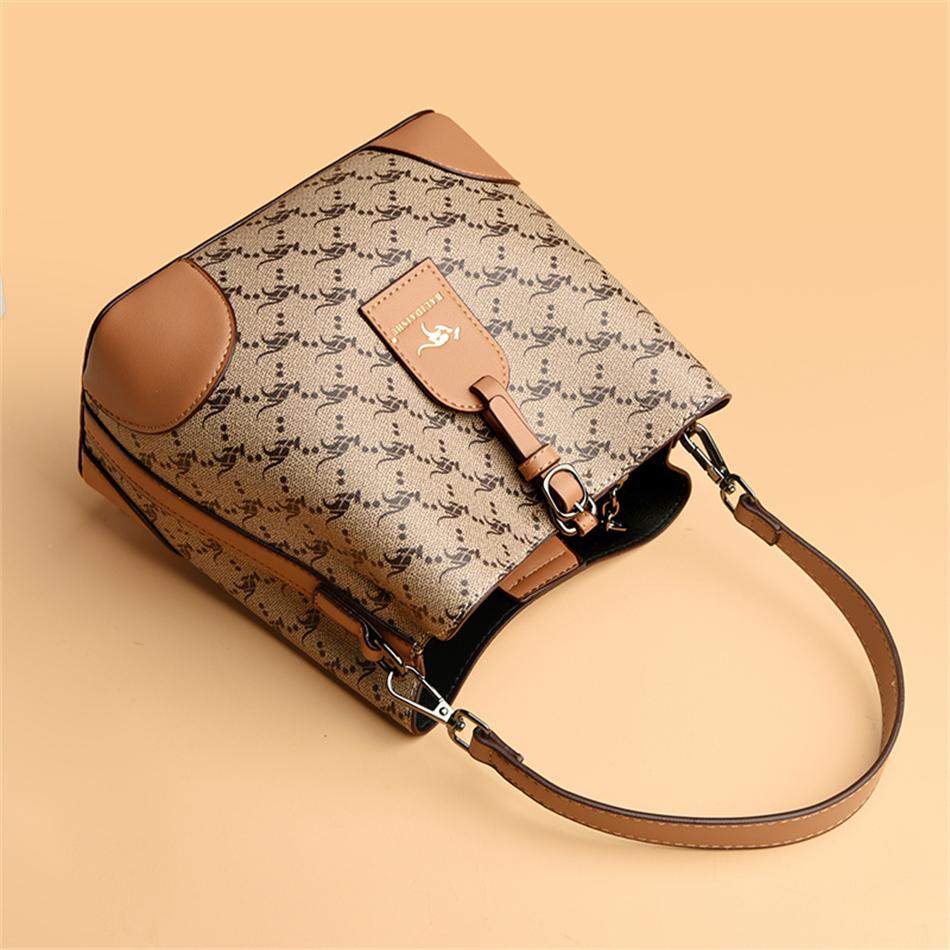 New Luxury Handbags Fashion Printing Bucket Bags Women Leather Handbag Shoulder Bags for Women Female Ladies Hand Bag Sac A Main