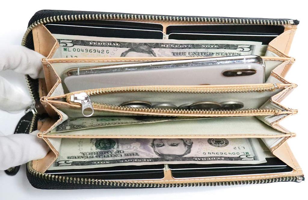 FashionBerry Black Tochigi Leather Long Wallet for Men, with Coin Purse, Round Zipper, L-Shaped Zipper, Genuine Leather, Multi-Functional, Large