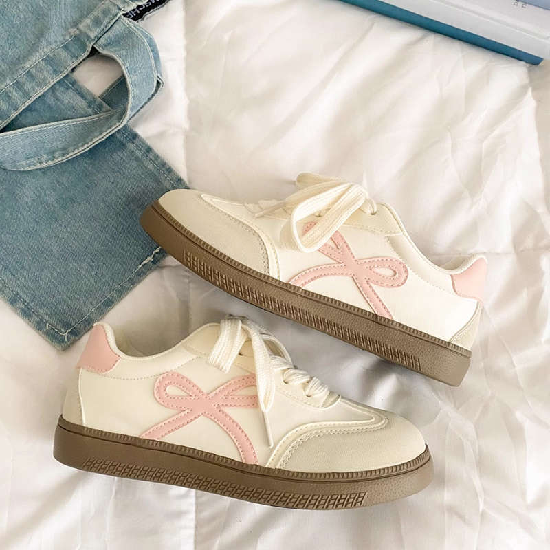 Cute bow board shoes summer new versatile niche chic shoes platform bread shoes