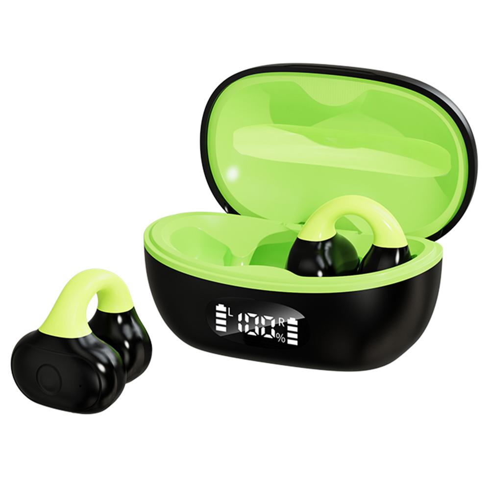 

AX10 Ear Clip Open Ear Bluetooth-compatible Headphones with Charging Case Sports Earphones for Cycling Running Black+Green