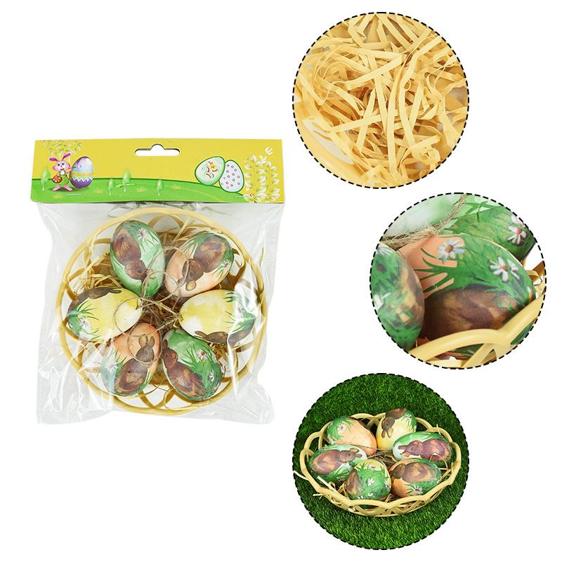 6 Stück Osterei mit Korb Hase Schaumeier Hängende Ornamente Ostern Heimdekoration 2024 Feiertags-Partyzubehör Kindergeschenke