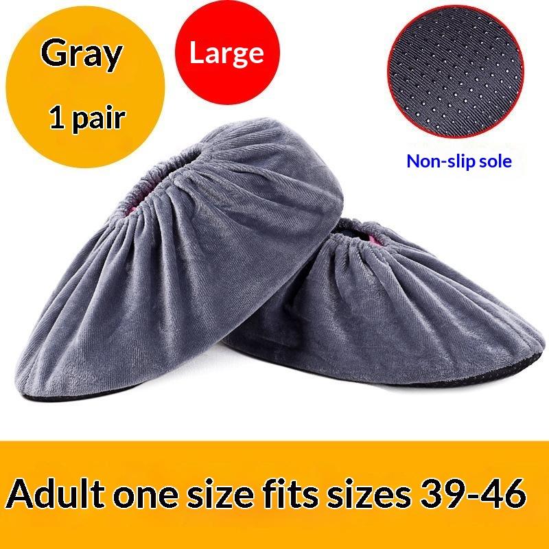 1 Pair Thicken Plush Shoe Covers Reusable Anti-Slip Soles Durable Wear-Resistant Foot Covers For Indoor Outdoor Shoe Covers