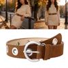 Easy Adjust Punk Belt Rivets Decors and Quick Closure System Metal Buckles for Comfortable Wear in Various Occasion  Camel 110cm long