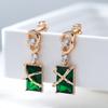 Luxury Square Green Natural Zircon Drop Earrings For Women  Rose Gold White Stone Daily Easy Matching Fine Jewelry Gift