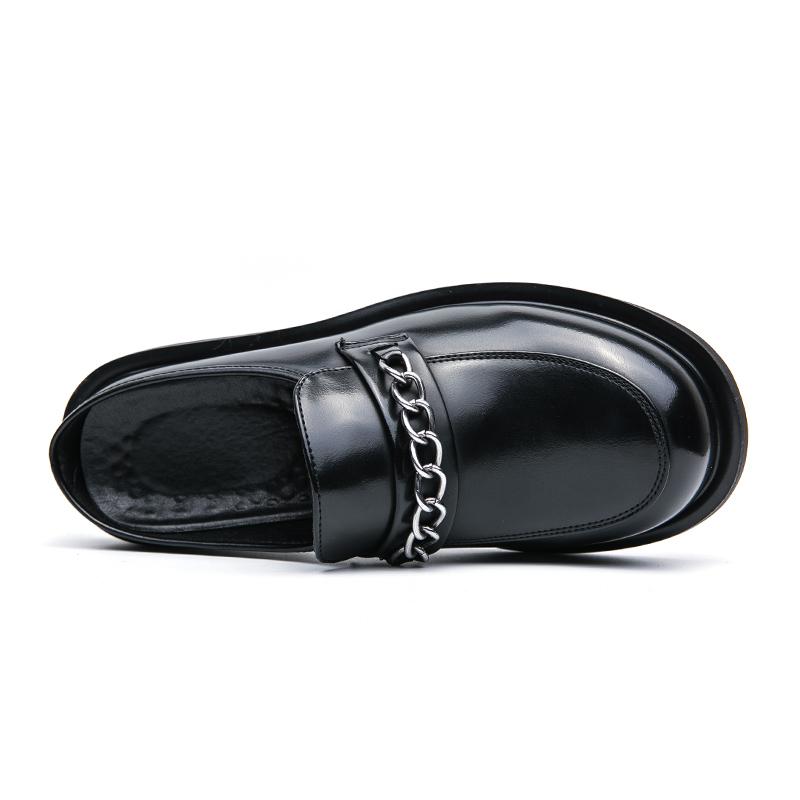 Pánské nazouvací mokasíny Kožené dřeváky Letní společenská obuv Nazouvací ležérní Bez paty Poloviční pantofle Párty obuv Silná podrážka Zvýšení výšky