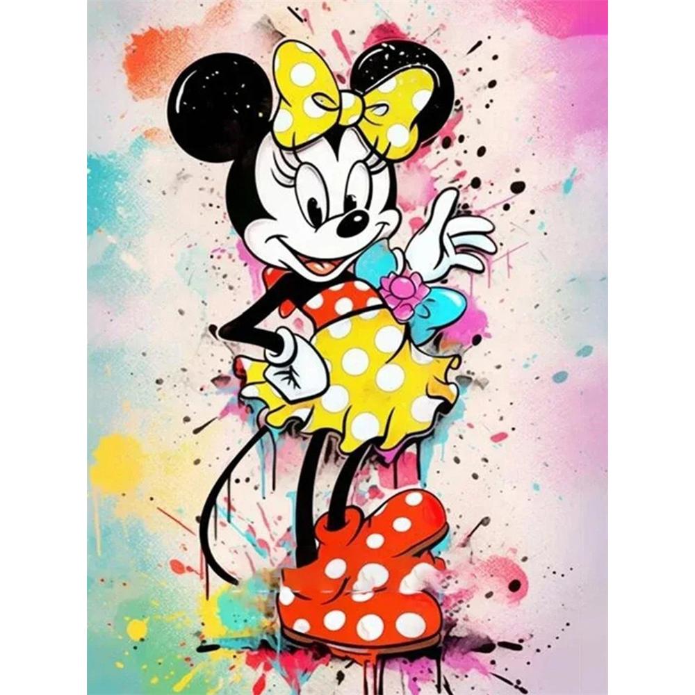 

Disney Diamond Painting Minnie Mouse Graffiti Style Sweet and Cool Illustration 5D Full Diamond Art Mosaic DIY Embroidery Cartoon Wall Decoration Round 20x30cm