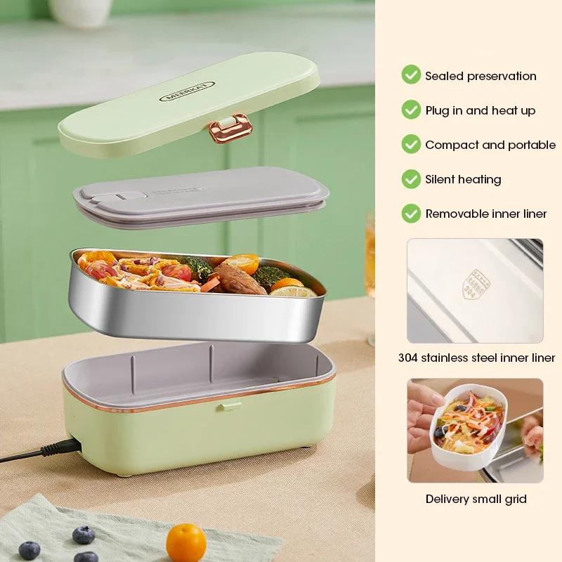 Office Electric Lunch Box Thermal Lunch Boxes Portable Lunch Boxes Water Free Heating Bento Box Stainless Steel Food Warmer