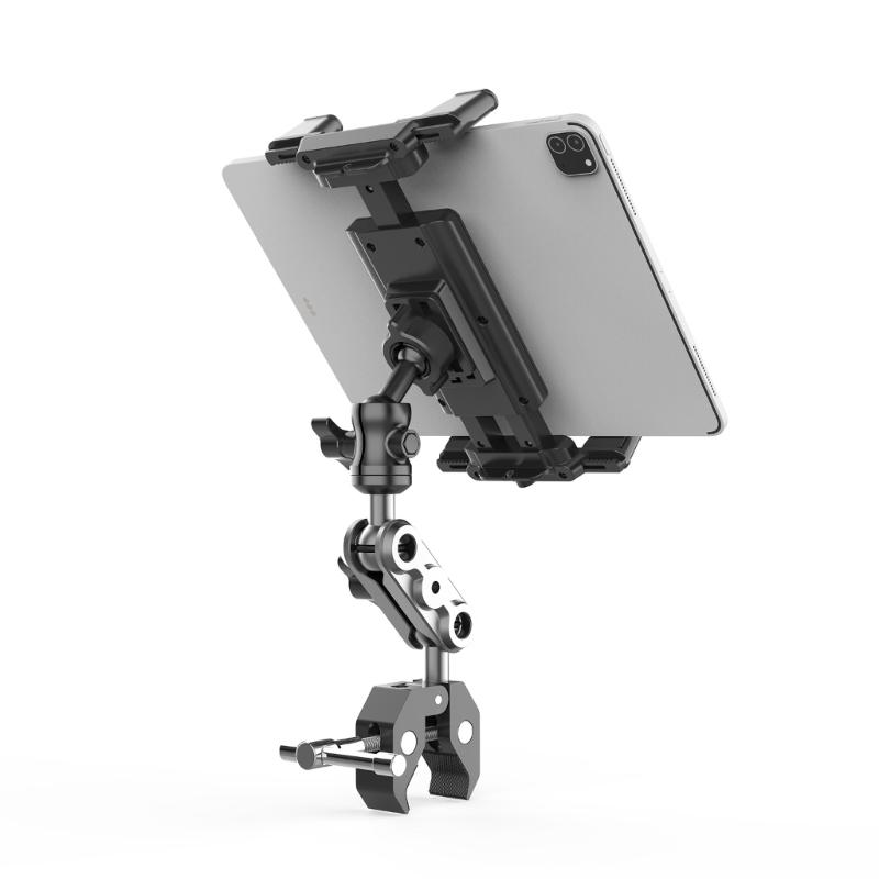 Supporto per Tablet in Alluminio Supporto con Clip per Telefono Rotazione a 360 Gradi Supporto da Scrivania per Casa Staffa Pieghevole per Tablet