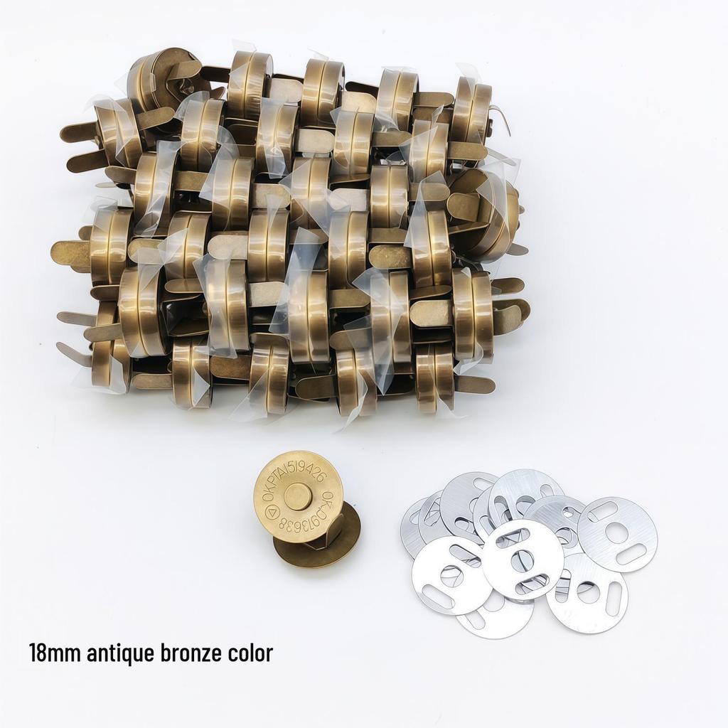20 Strong Magnetic Snap Button Sets: No-Sew Metal Fasteners for Bags and Clothing