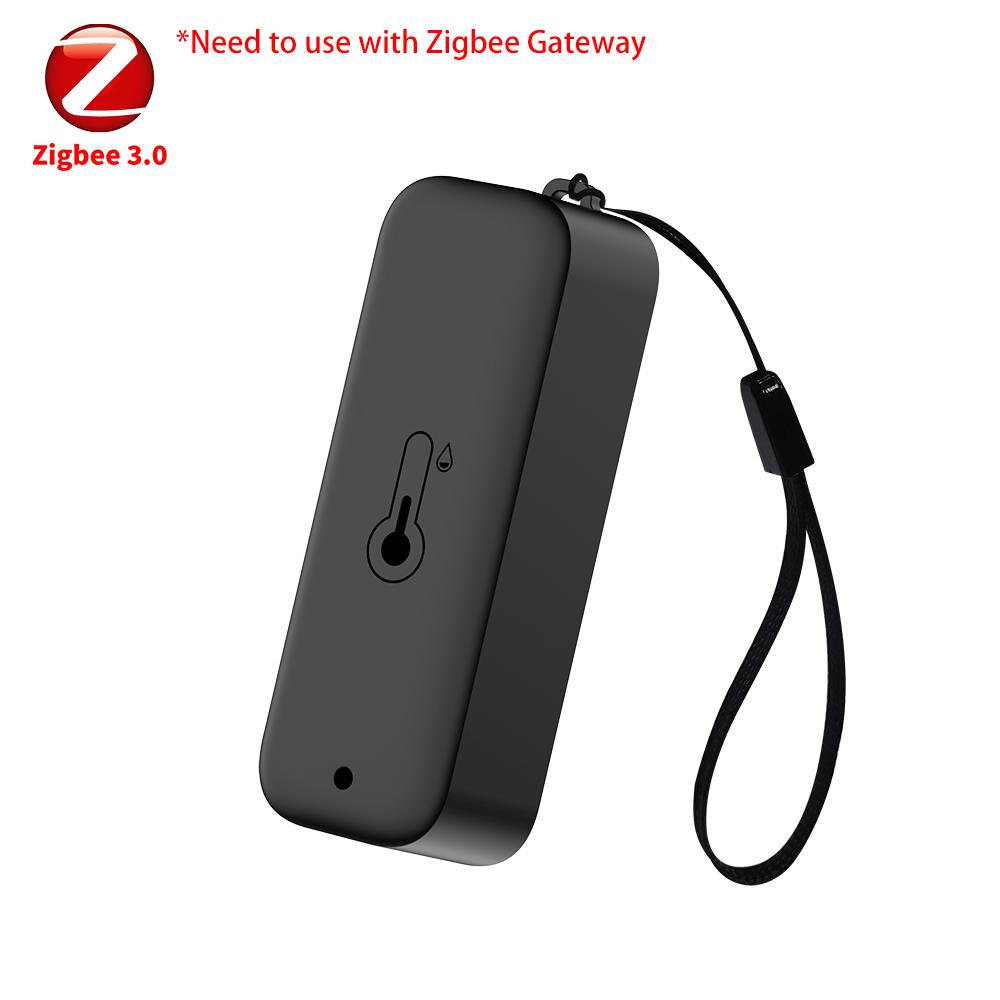 Tuya Zigbee Temperature Humidity Sensor Thermometer IP65 Waterproof Compatible with Smart Life & Google Assistant Black Version