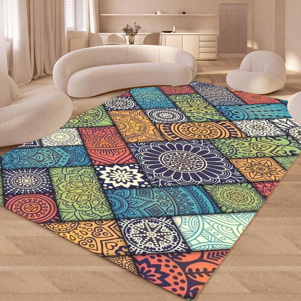  Disney Nordic Moroccan Retro Ethnic Style Patchwork Pattern Square Carpet Bedroom and Living Room Indoor Use Decoration