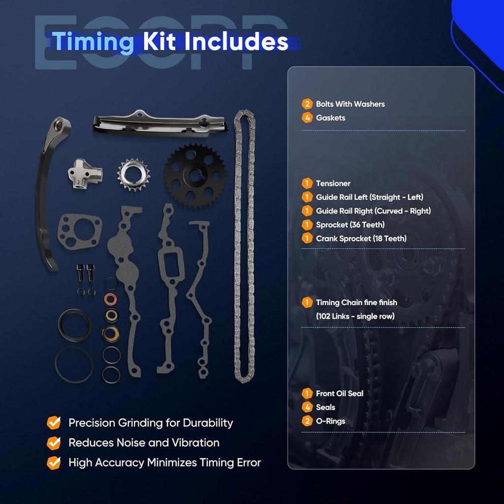 ECCPP Timing Chain Kit Fits for Nissan 1995-1997 Pickup 90-94 D21 90-92 Stanza 1990 Axxes 89-90 240SX 2.4L 2389CC l4 GAS SOHC, w/Timing Chains Crank
