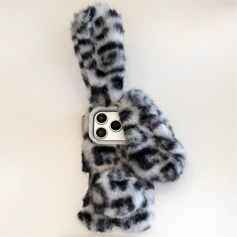 

Leopard Print Rabbit Ear Plush iPhone 14/13 Pro Max Case Cover Pro Max 16