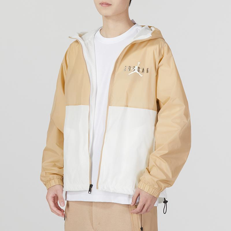 Jordan Essential Hbr Woven Windbreaker Jacket With Color-Block Logo Print Men Jackets White Yellow DV7651-277