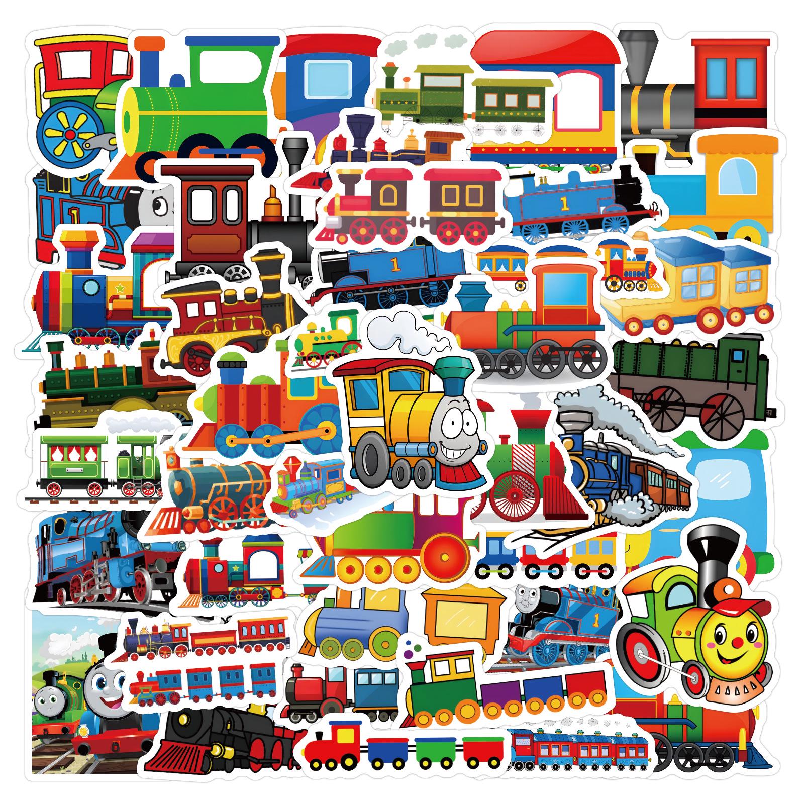 

60 Waterproof Cartoon Train Stickers: Kids Journal, Reward, DIY, Decoration & Guitar