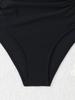 Charming Solid Color Halter Pleated Backless Tummy Control Bikini Swimsuit For Beach