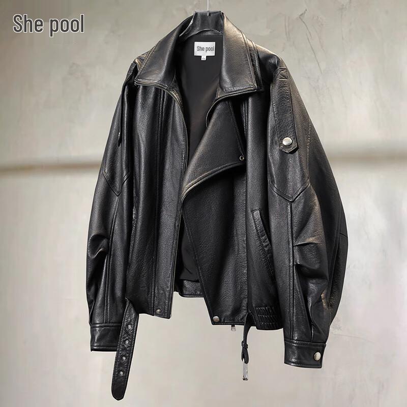 

Жіноча куртка Tachi в стилі бойфренд зі штучної шкіри з лацканами L