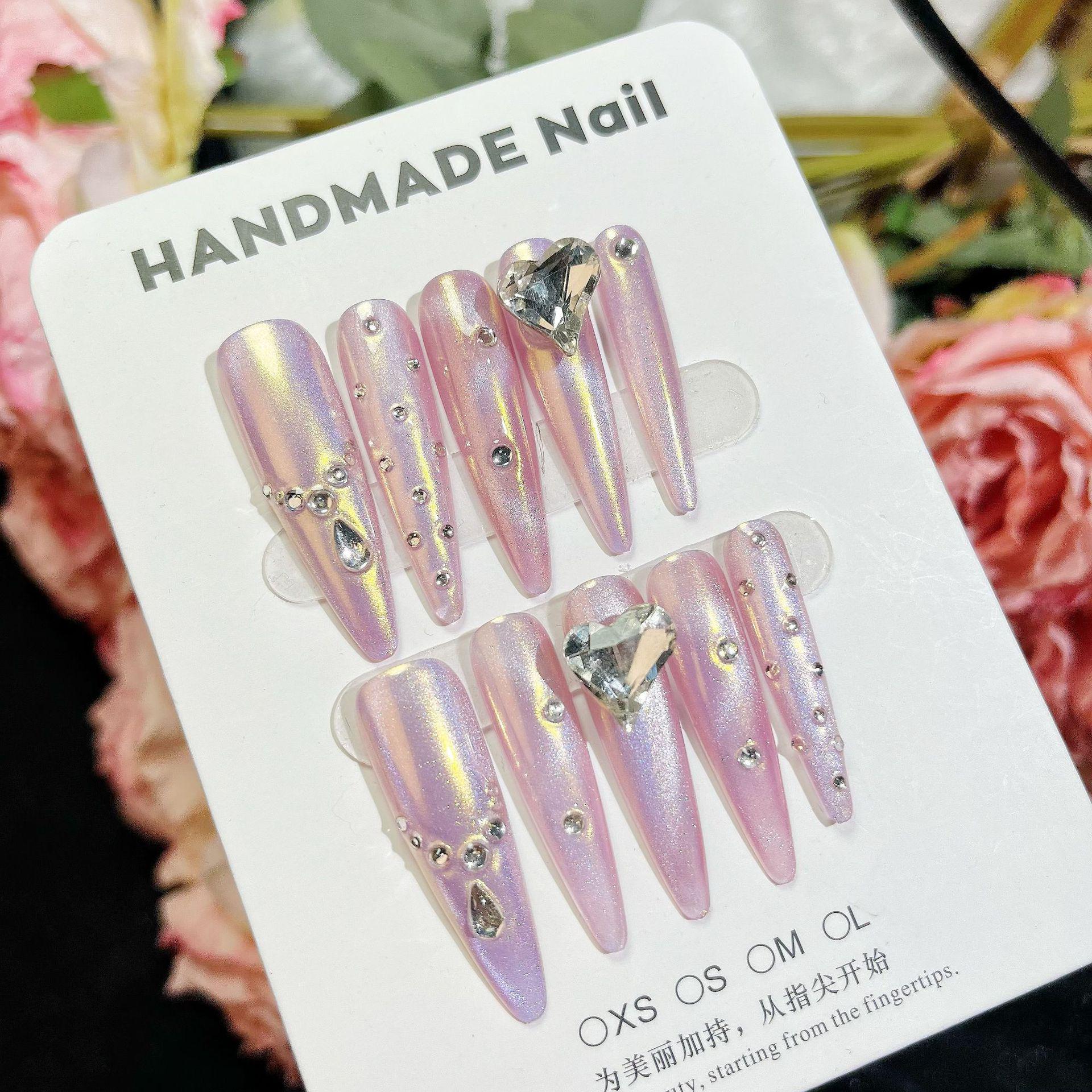 

Носимые наклейки для ногтей Aurora Heart с золотым порошковым декором Small