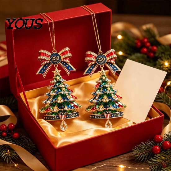 Decorative Ornaments for Fireplaces 250th Anniversary Christmas Tree Ornament, 2D Acrylic Decor, Lightweight 1776-2026 Patriotic Commemorative Hanging