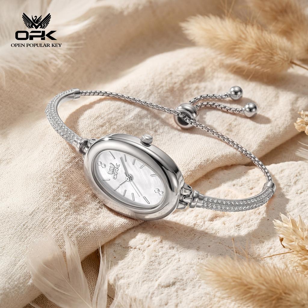 OPK Brand New Exquisite and Elegant Half Bracelet Small Oval Waterproof Women's Quartz Watch 6097