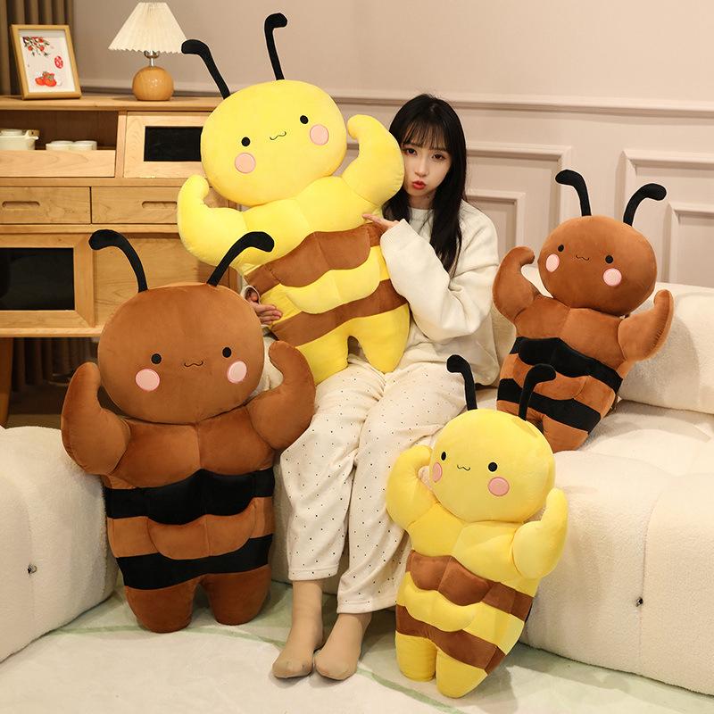Creative soft muscle bee throw pillow plush toy doll little bee doll girl company soothing doll