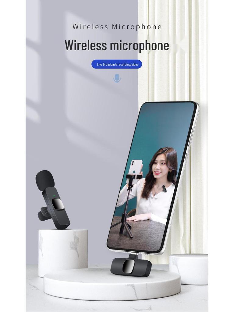 Wireless Lavalier Microphone with Intelligent Noise Reduction for Live Streaming, Vlogging, and Video Recording