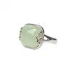 Adjustable Open Ring Women Men Vintage Style Geometric Square Jade-Inspired Copper Statement