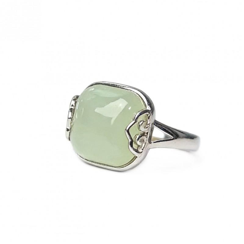 Adjustable Open Ring Women Men Vintage Style Geometric Square Jade-Inspired Copper Statement