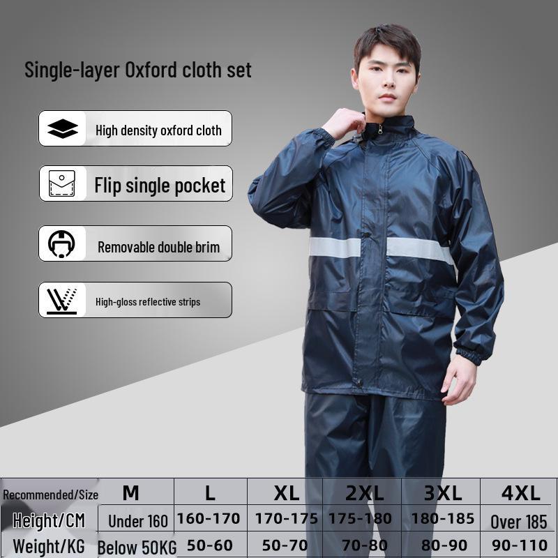 Men's Reflective Raincoat & Pants Set: Outdoor Anti-Heavy Rain Cycling/Motorcycle Protection, Split Style.