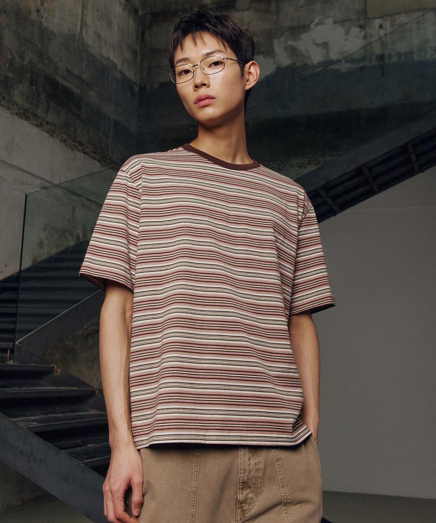 MINDBRIDGE 100% Cotton Multi-Stripe Oversized Short Sleeve T-Shirt - 2 Colors