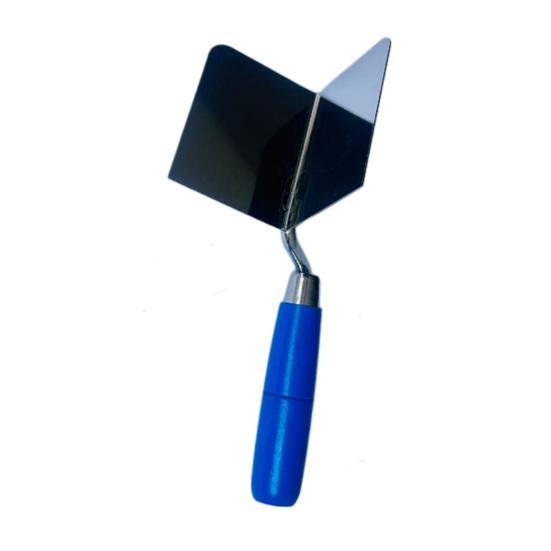 2Pcs Stainless Steel Drywall Corner Trowel with Soft Grip Handle Interior Exterior Corner Blades Ergonomic Anti-Slip Rubber Handle Masonry Corner Tool