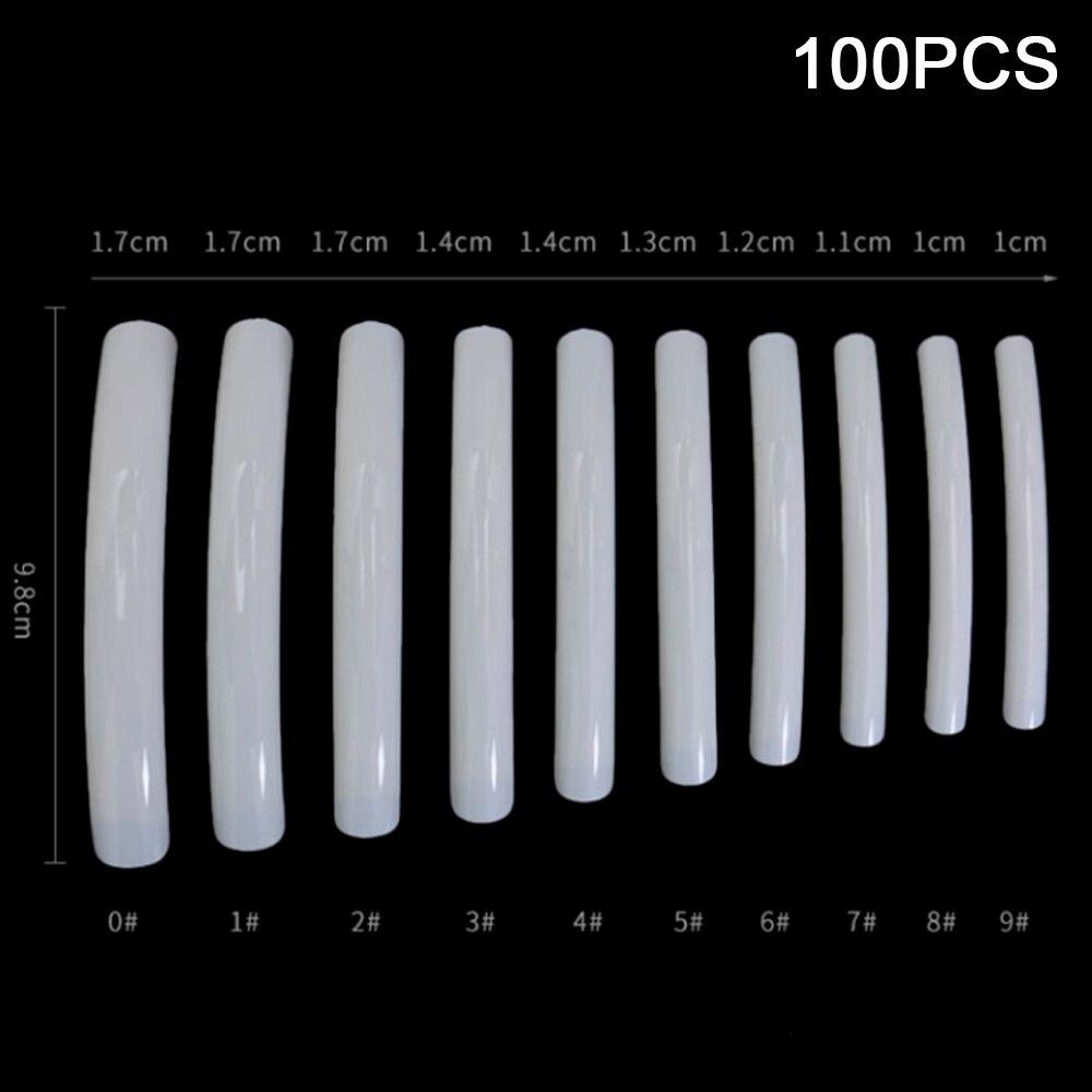 

100 шт., удлиненные изогнутые накладные ногти, 10 размеров, квадратные искусственные, прозрачные, натуральные акриловые, с полным покрытием, накладные ногти, маникюр, маникюр