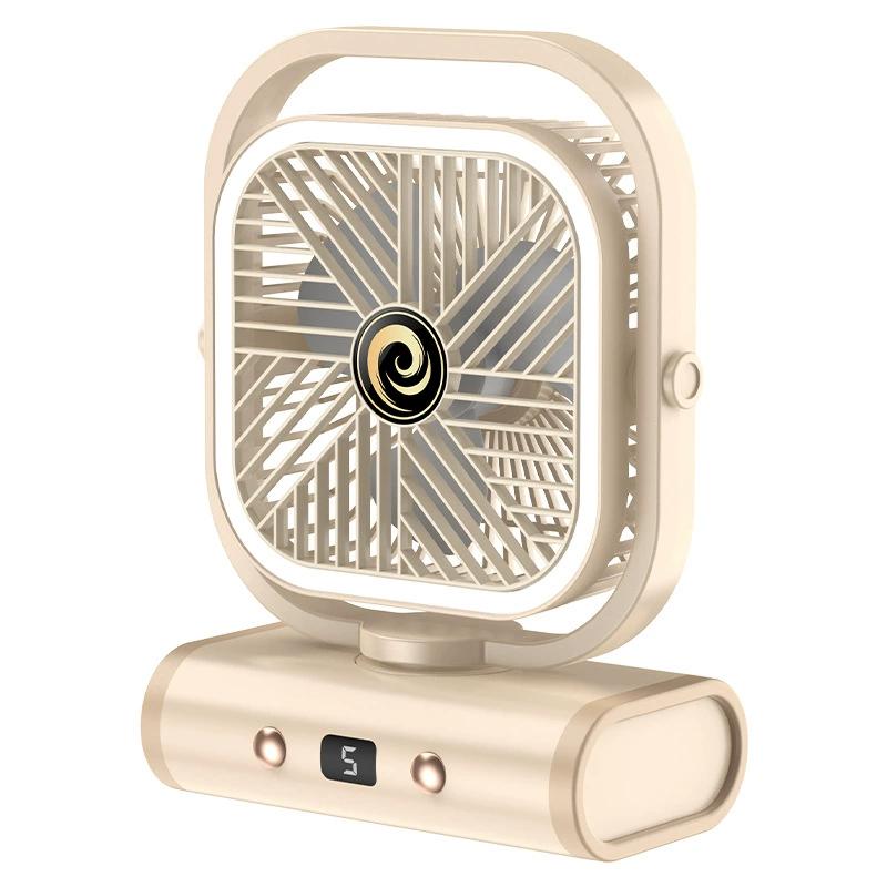 

Ventilador de escritorio portátil con pantalla digital, recargable por USB y oscilante para oficina