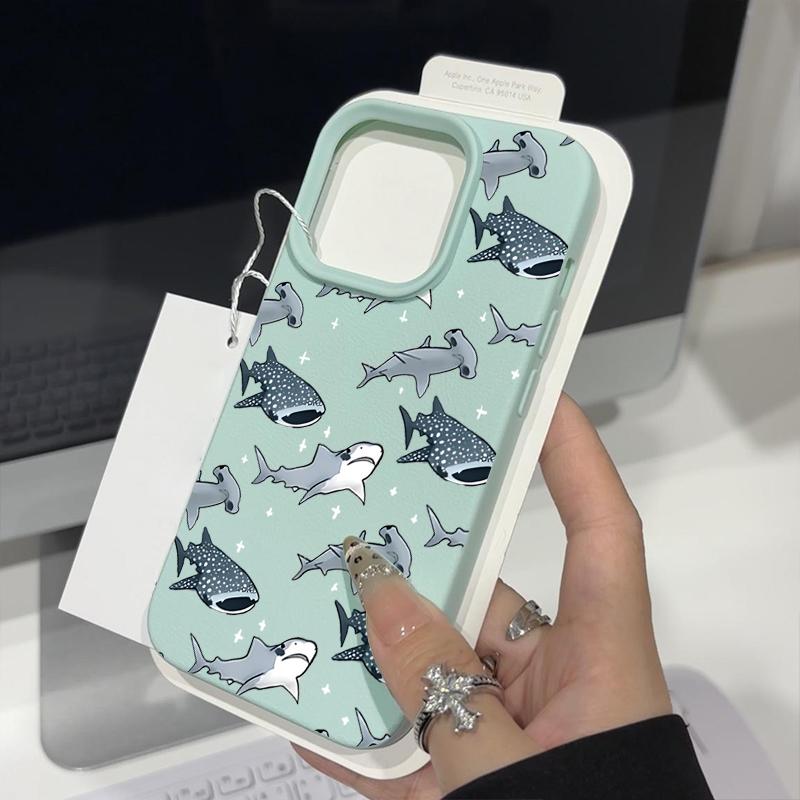 Shark Pattern Shockproof Phone Case For iPhone 16 16E 15 Pro Max 14 Pro 13 12 11 Matte TPU Soft Anti-Fall Bumper Cover