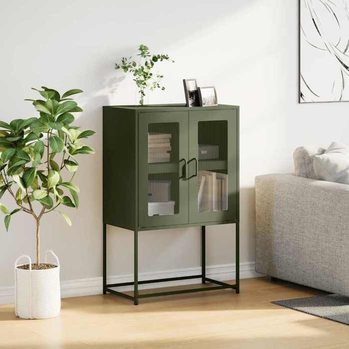 VidaXL Highboard Olive Green 68x39x107 Cm Steel, Cabinet, Storage Cabinet, Highboard, Sideboard, Cabinet 853378