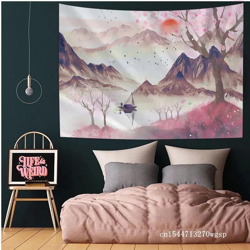 

Гобелен для офиса, гостиной, китайский лотос, подвесная ткань, украшение на стену, гобелен для дома 150x100cm