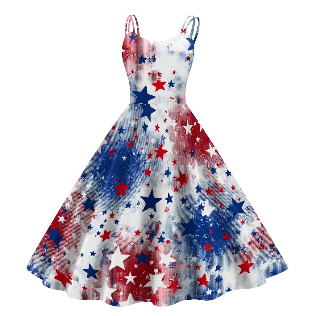 Flag Dress for Women Sleeveless 4Th Of July Dresses for Women A-Line Patriotic Dress Dress for Women Summer