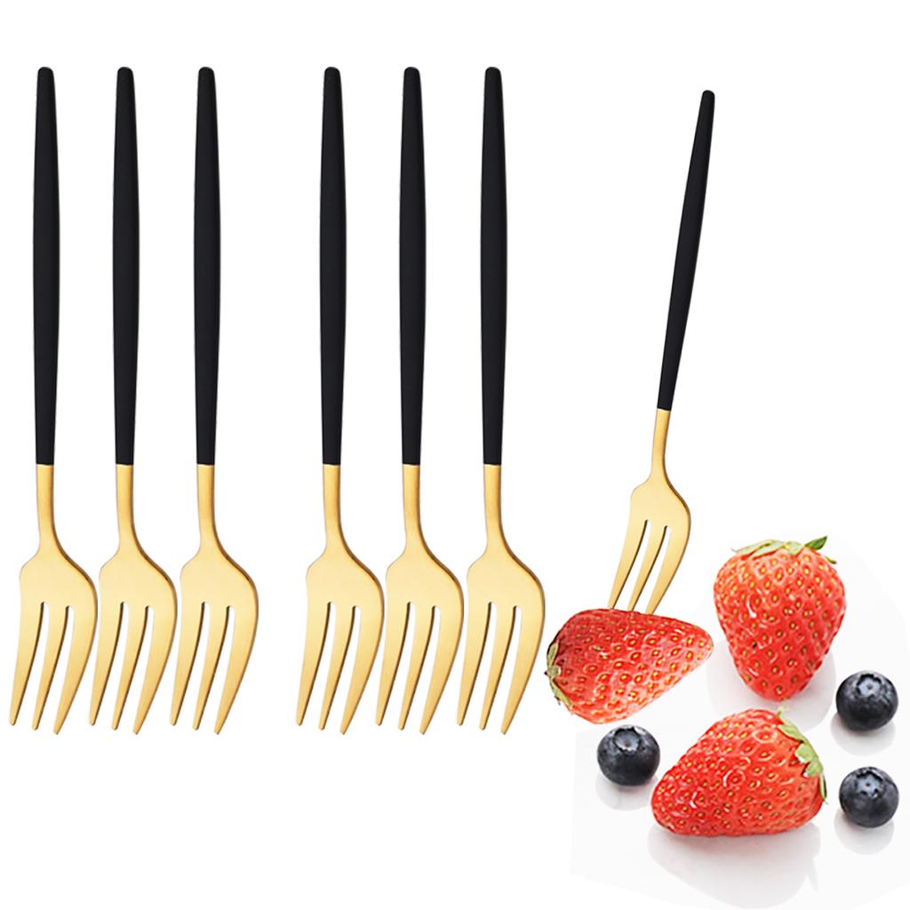 6 ks Nerezová ocel Malá vidlička Příborová sada Černá Zlatá Stolní nádobí Dortová vidlička Ovocná vidlička Dezertní vidlička Příbory Kuchyňský doplněk