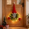 Festive Light-Up Gnome Ornament with Pine Branch for Wall & Door Décor