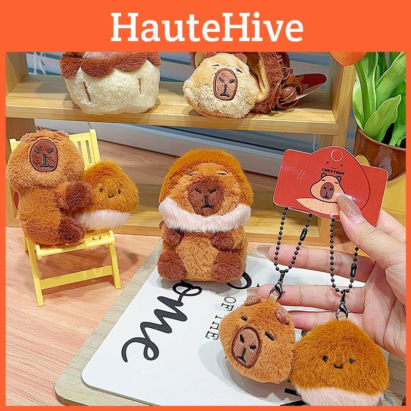 Chestnut Capybara Soft Plush Keychain Cute Cartoon Character For Keys Stylish