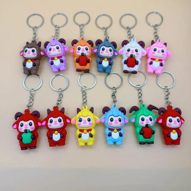 Cute Cartoon Sheep PVC Keychain Smooth Edge Multi Colors Bag Pendant Safe Souvenir Gift for Toddlers Backpack Decor