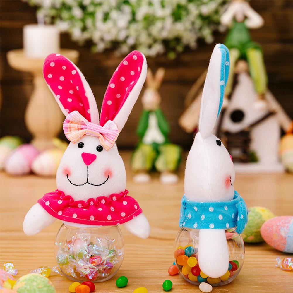1-6pcs Easter Bunny Candy Box Transparent Jar Easter Gift Box Storage Container For Easter Basket Stuffers & Decorations
