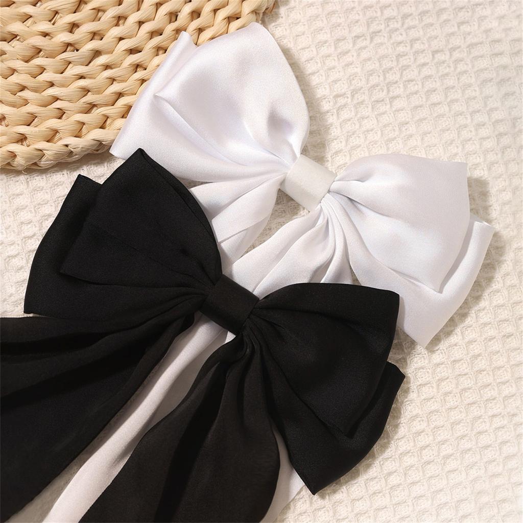 Large Double Layer Hair Bowknot Clip For Adults Teens Silky Ribbon Fabric Barrettes Metal Hairpin For Daily Styling
