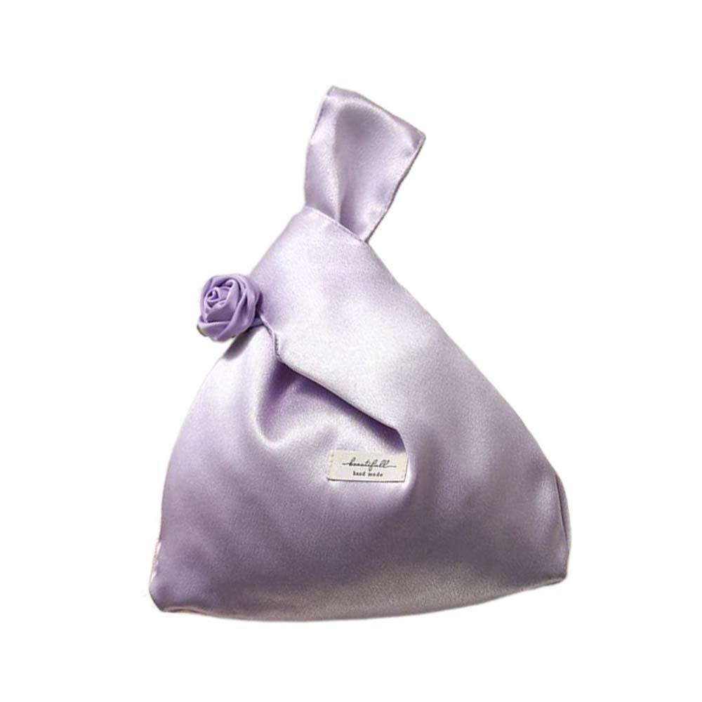 Satinros Handväska Elegant Handväska Hanfu-tillbehör Presentpåse för Godis Brud