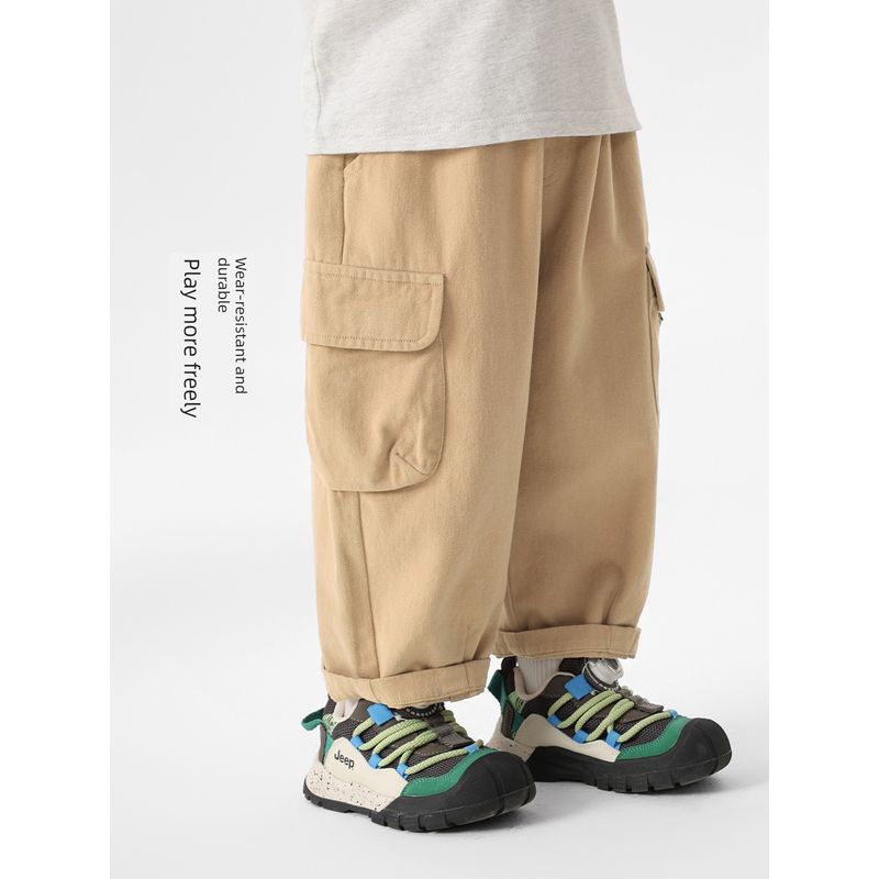 Right European Style Boys' Versatile Cargo Pants 2026 New Spring and Autumn Long Pants Children's Clothing Baby Straight-Leg Long Pants