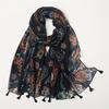 Newest Flower Printed Scarf Hijabs Tassels Women Shawls Cotton Muslim Hijab Headscarf Wraps Large Size Fashion Head Scarves