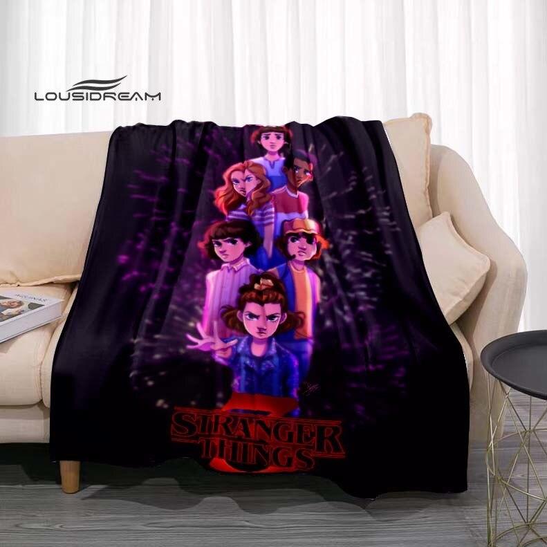 Kreslená deka Stranger Things Módní flanelová nadýchaná fleecová přehozová deka Dárek pro děti i dospělé Pohovka Cestování Kempování