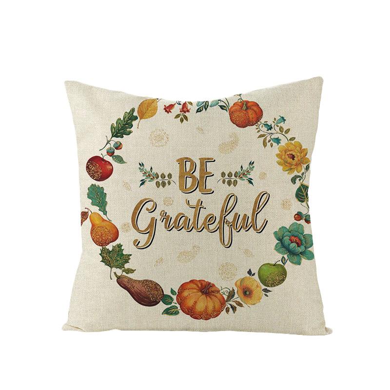 Thanksgiving Cushion Cover Pumpkin Print Harvest Polyester Cushion Cover Office Sofa Cushion Cover
