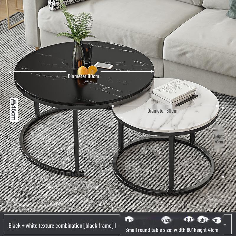 Modern Round Coffee Table: Elegant Small Side Table for Living Room or Balcony