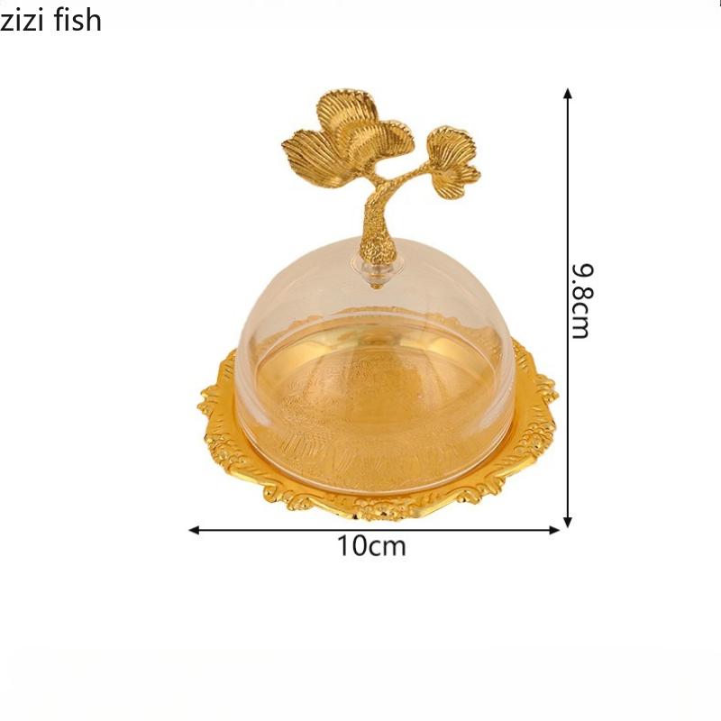 Metal Cake Stand Acrylic Transparent Cover Dim Sum Dish Pastry Plate Fruit Plate Dessert Bowl Snack Tray Bread Plate Tableware